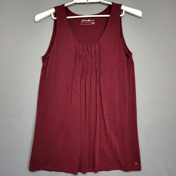 Eddie Bauer Tank Top Womens Large Sleeveless Pleated Front Casual Lightweight - Picture 1 of 12